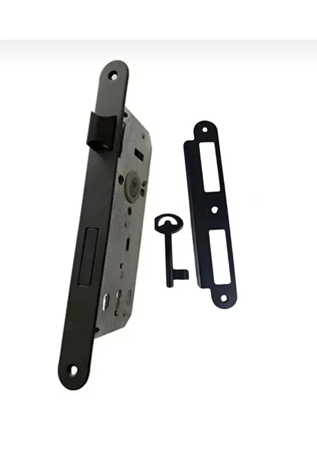 Prizma Aynalı Oda Kapı Kolu ve Sesiz Gömme Kilit Mat siyah